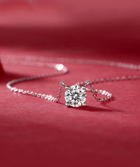 My Heart Will Last Forever – Moissanite Diamond Pendant Necklace Set (1ct & 2ct) in S925 Sterling Silver Platinum-Plated