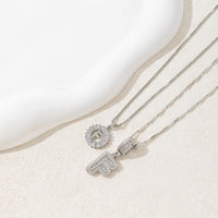 26 English Letters Copper-plated Gold Diamond Pendant Necklace