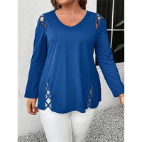 Women's Plus Size Long Sleeve Tunic Tops Criss Cross V-Neck Blouse Casual Fall Shirts For Women 1X-5X