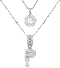 26 English Letters Copper-plated Gold Diamond Pendant Necklace