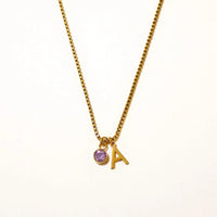 Stainless Steel Birthstone First Letter Necklace