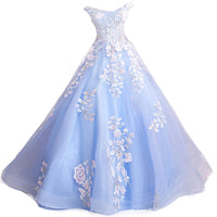 Blue Flowers Bride Wedding Toast Art Test Wedding Evening Dress