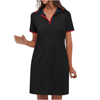 Women's Polo Dress Short Sleeve V Neck Casual Summer Mini Shirt Dress With Pockets
