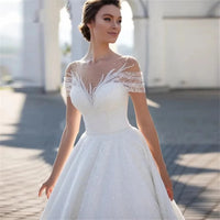 Off-shoulder Light Wedding Dress Bridal Main Yarn Lace Wedding Veil Small Trailing