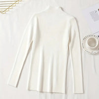 Women's Slim Fit Half-Zip Turtleneck Sweater, Long Sleeve Knit Top For Office And Casual Winter Wear