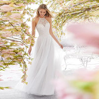 Sleeveless Halter Wedding Dress Slim Long Skirt