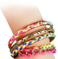 4Pcs Colorful Woven Burnished Gold Bracelets Set