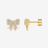 Design Feeling Electroplating 18K Gold Flower Zircon Ear Studs