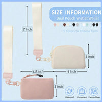 KeyChain Wallet Wristlet Wallets For Women Mini Zip Dual Pouch Wristlet