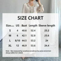 Women's Middle Eastern Embroidered Maxi Dress - Round Neck Long Sleeve Flowy Kaftan With Exquisite Embroidery, Loose Fit