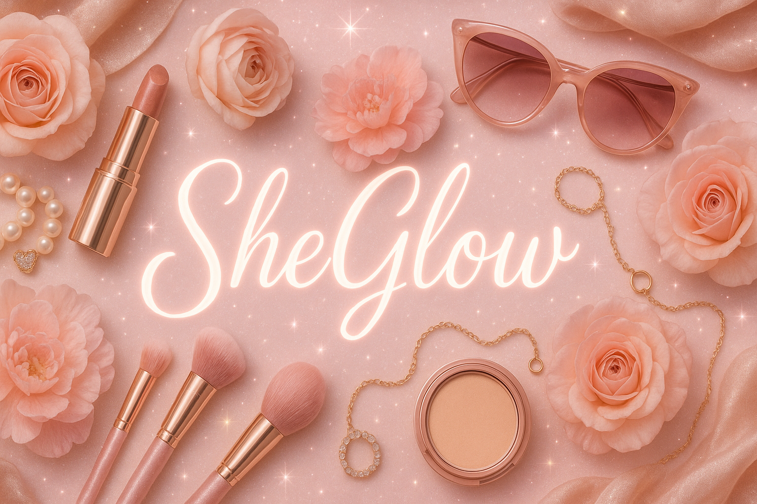SheGlow image banner for a beauty and girly clothing store